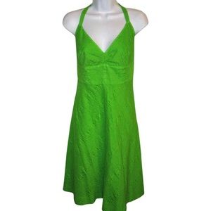 J.Crew Green Lydia Textured Halter Dress